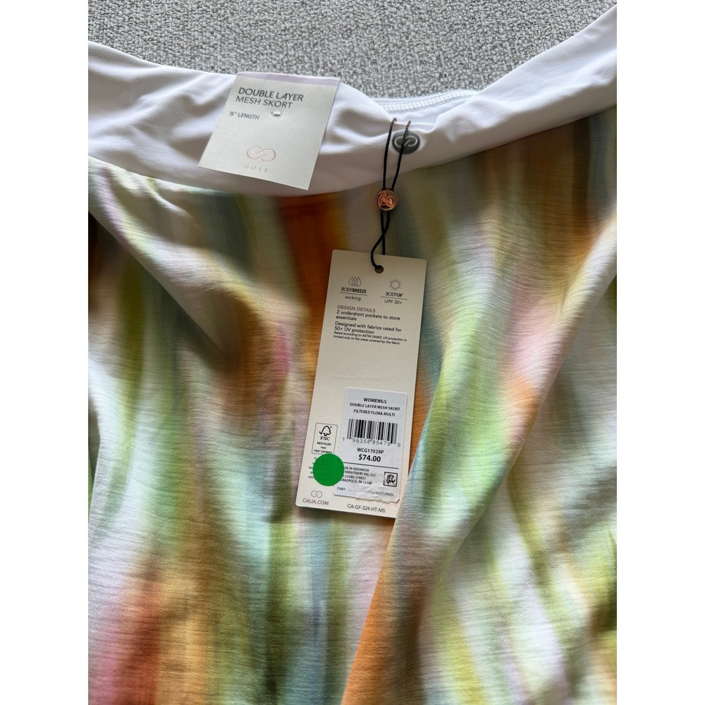 CALIA Golf Double Layer Mesh Skort Filtered Flora Multi UPF 50 Large - Picture 5 of 6